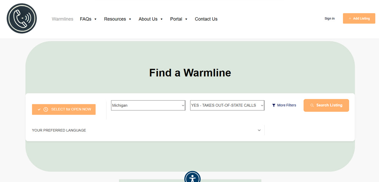 Michigan Peer Warmline