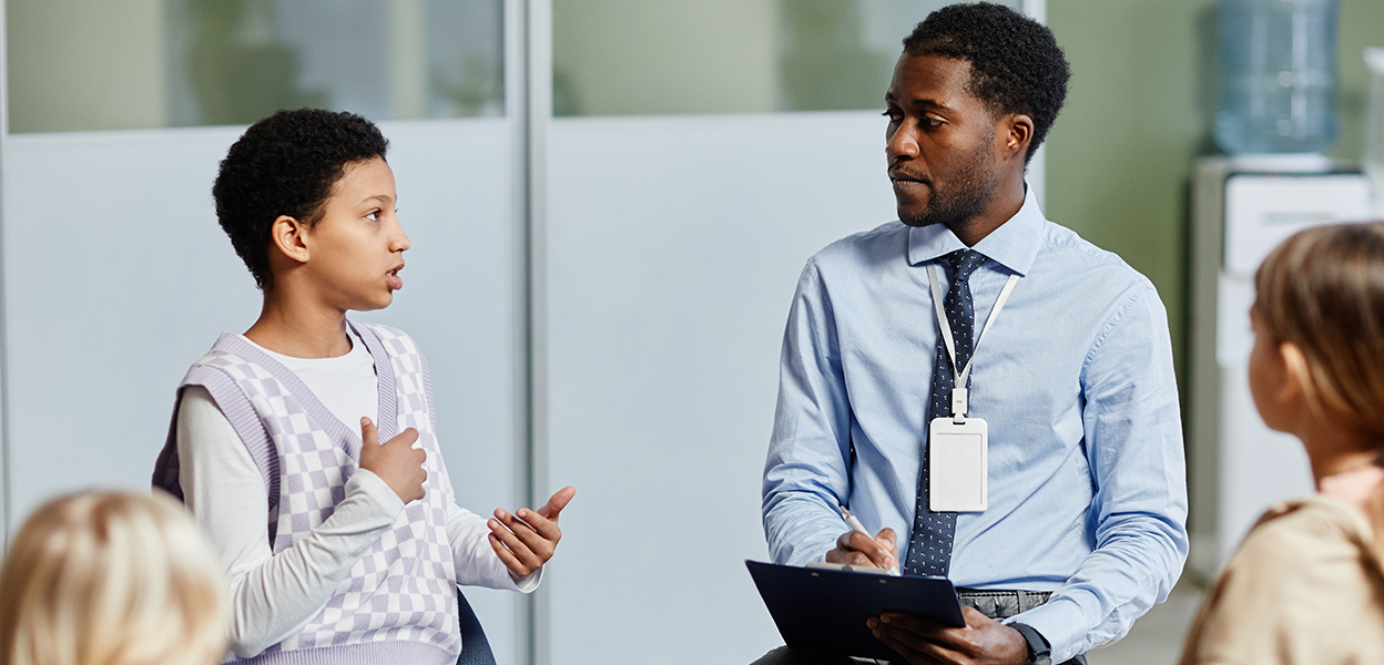 Students in a school counseling session