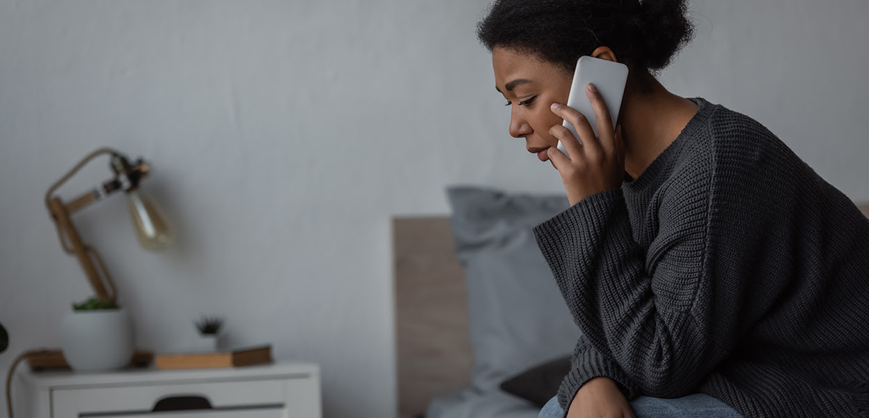 Person calling crisis mental health hotline