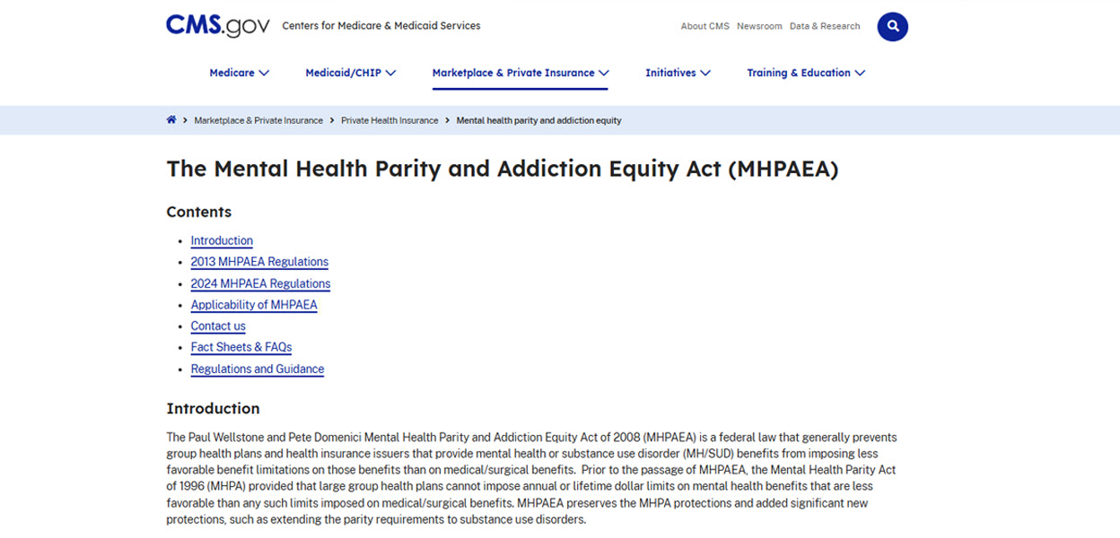 Federal Law MHPAEA ACA And The 10 EHBs